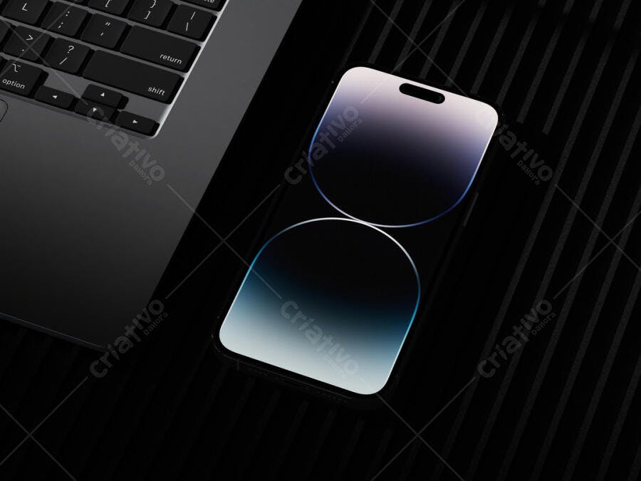 Mockup de Smartphone com Notebook - Design Minimalista