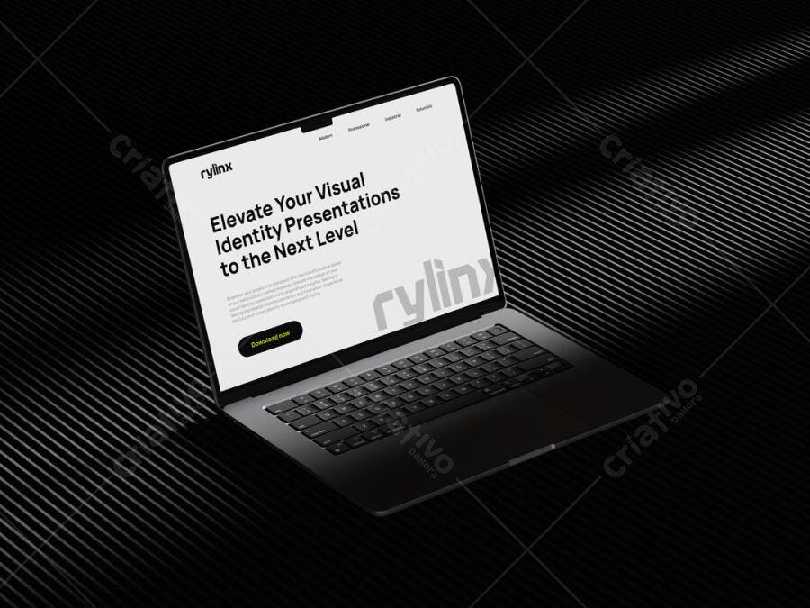 Mockup Realista de Notebook Moderno em Preto e Branco