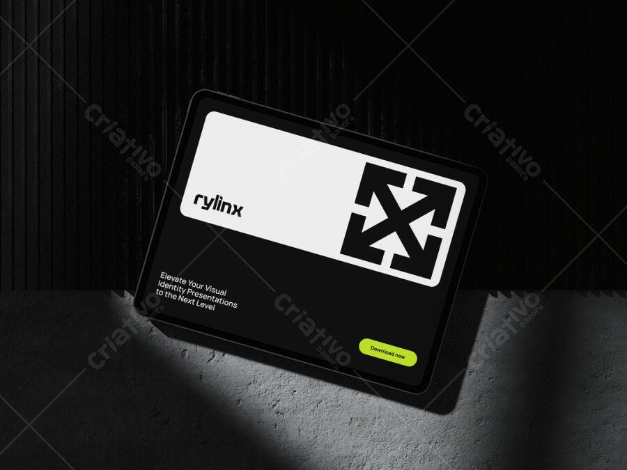Mockup Realista de Tablet em Cenário Escuro