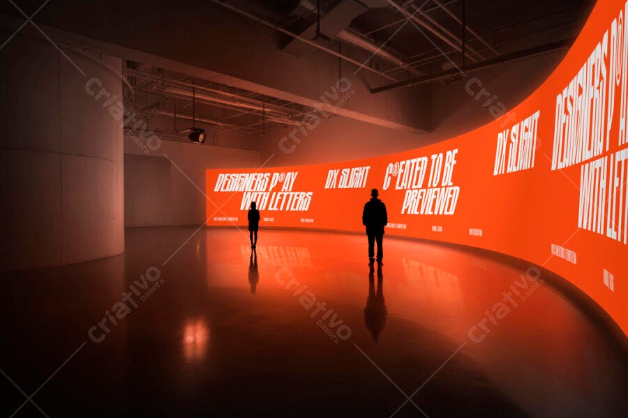 Mockup Realista de Tela Curva Gigante em Ambiente Moderno