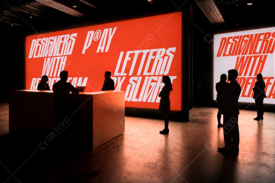 Mockup de Painel de LED com Design Moderno em Vermelho