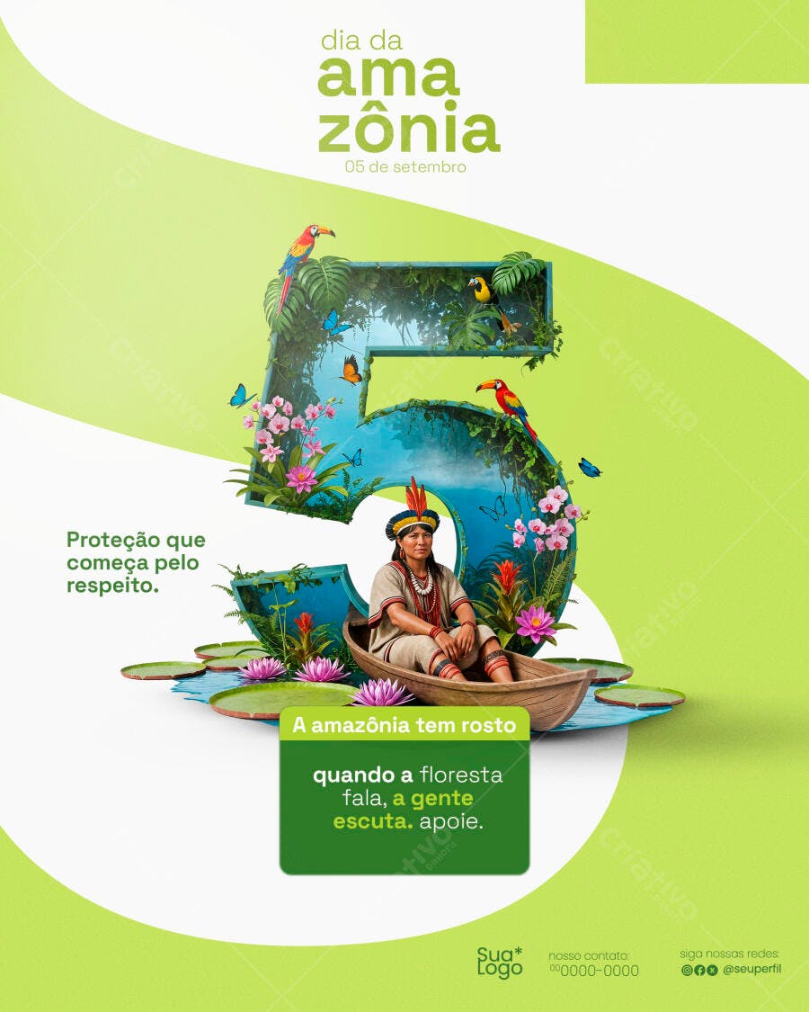 Flyer Dia da Amazônia PSD Editável