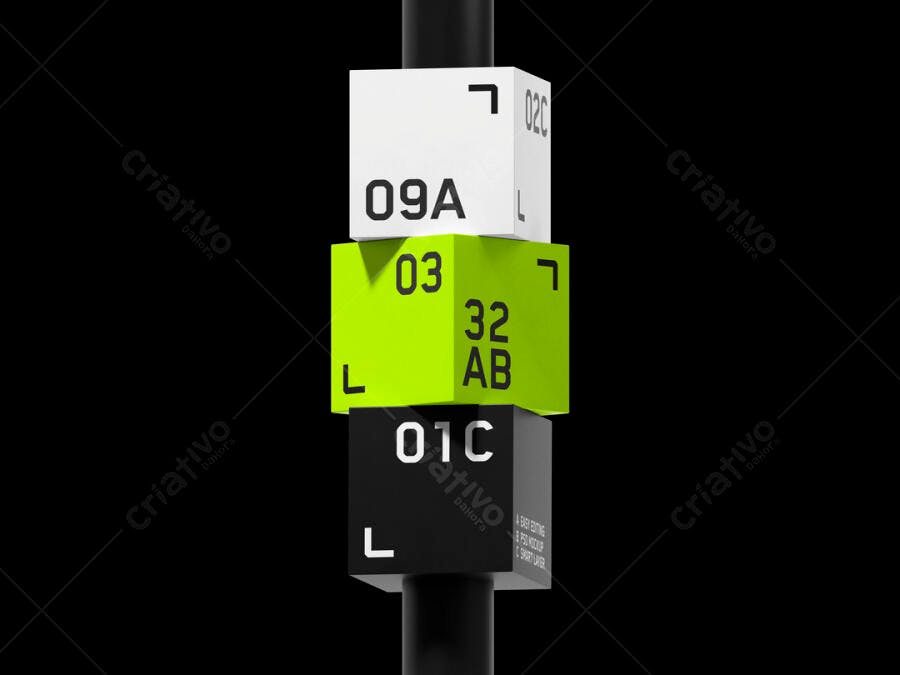 Mockup Cubos Abstrato Verde e Branco PSD Editável