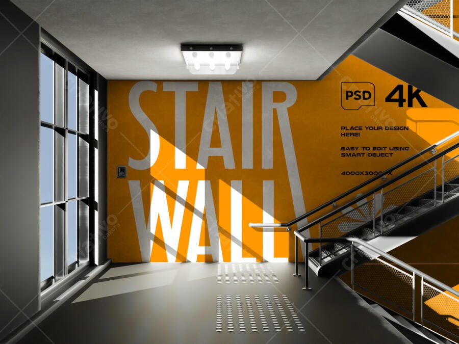 Mockup Parede Escada PSD Editável