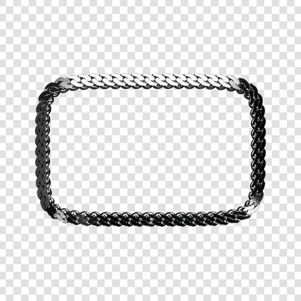 Moldura PNG com fundo transparente corrente prata e preta