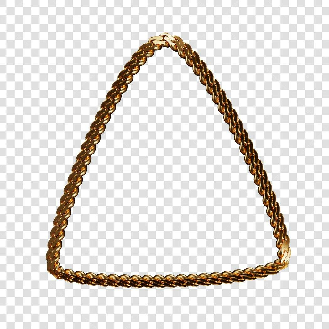 Moldura PNG com fundo transparente corrente dourada triângulo