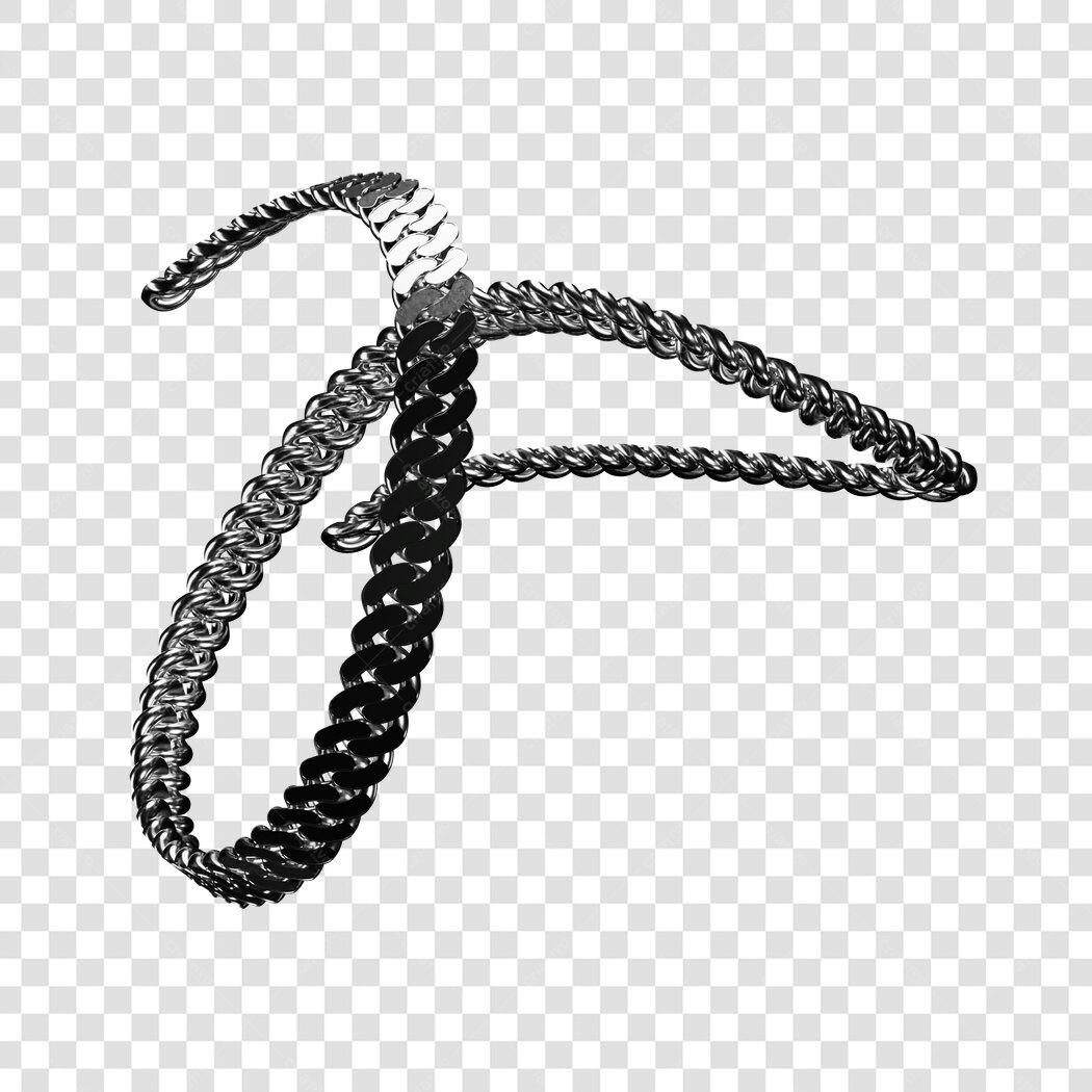 Icone de Corrente em Prata e Preta PNG com fundo transparente