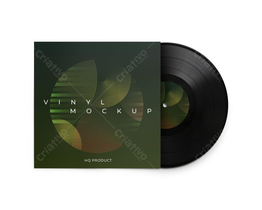 Mockup de Vinil com Capa em Design Moderno