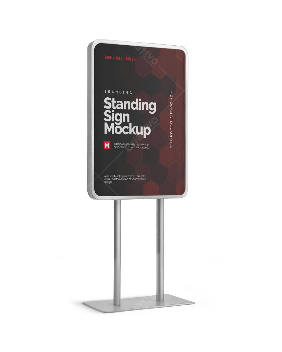 Mockup Realista de Placa Sinalização em Metal