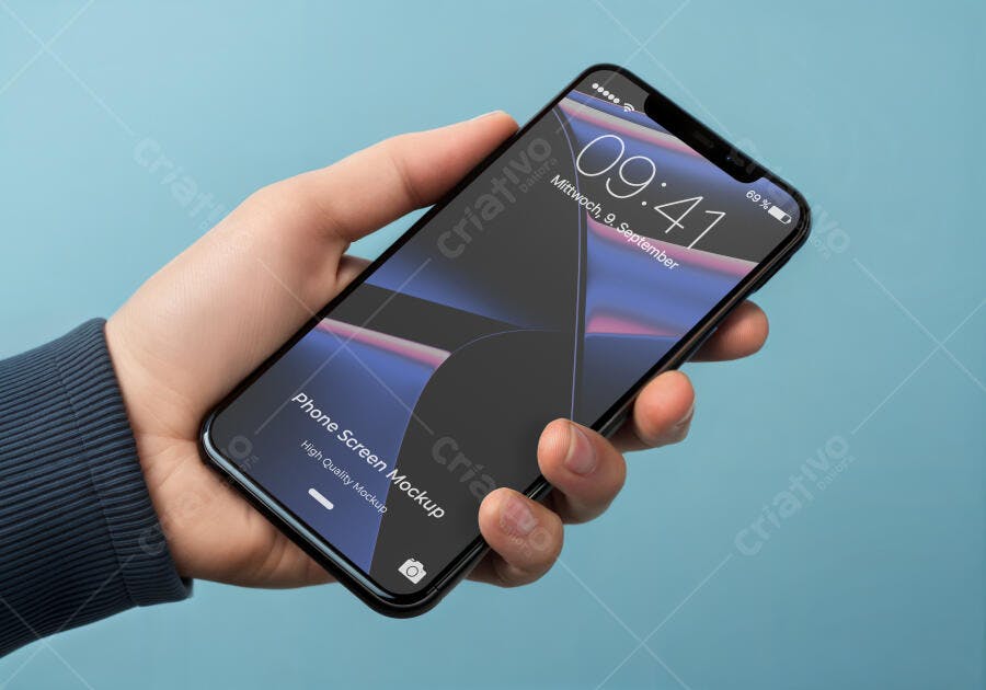 Mockup de Smartphone em Mão com Design Moderno