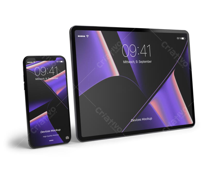 Mockup de Smartphone e Tablet com Design Moderno