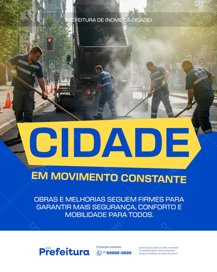 Flyer Prefeitura Obras Públicas PSD Editável