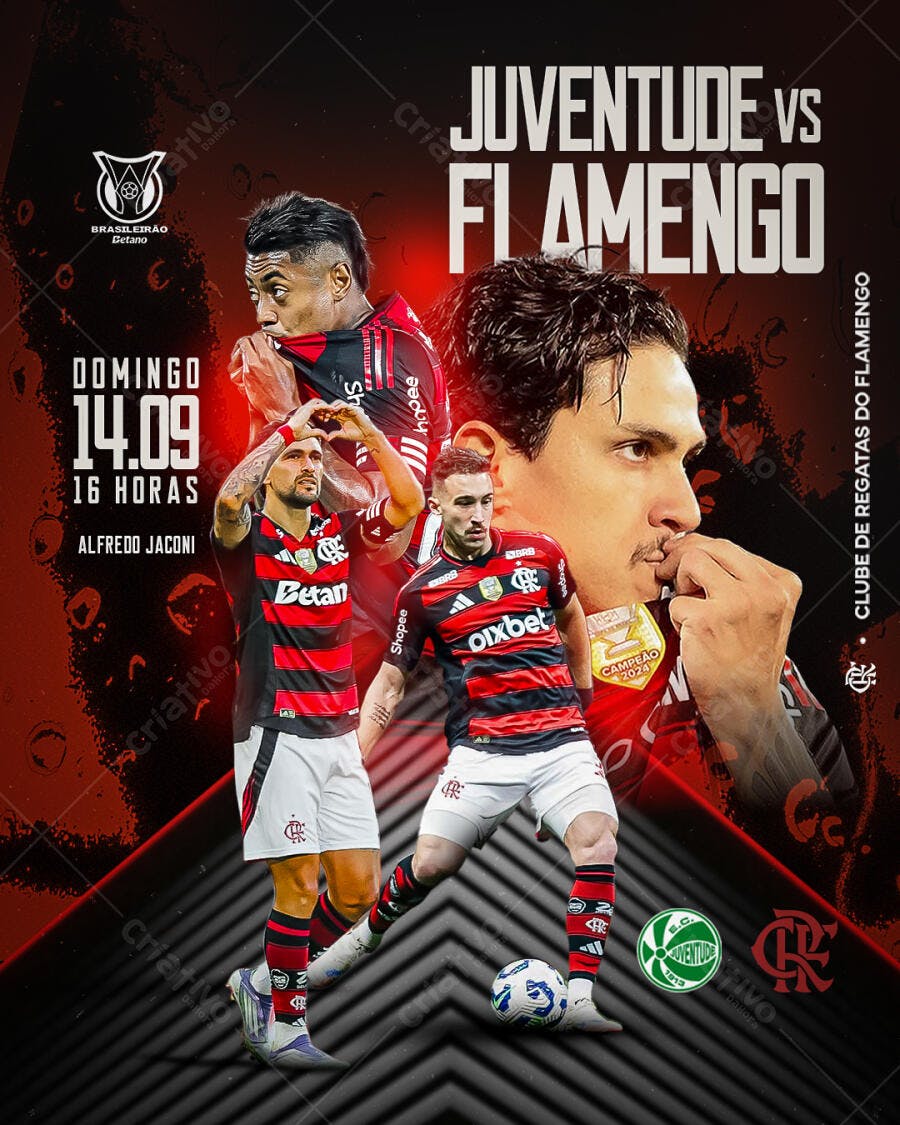 Flyer Flamengo x Juventude PSD Editável
