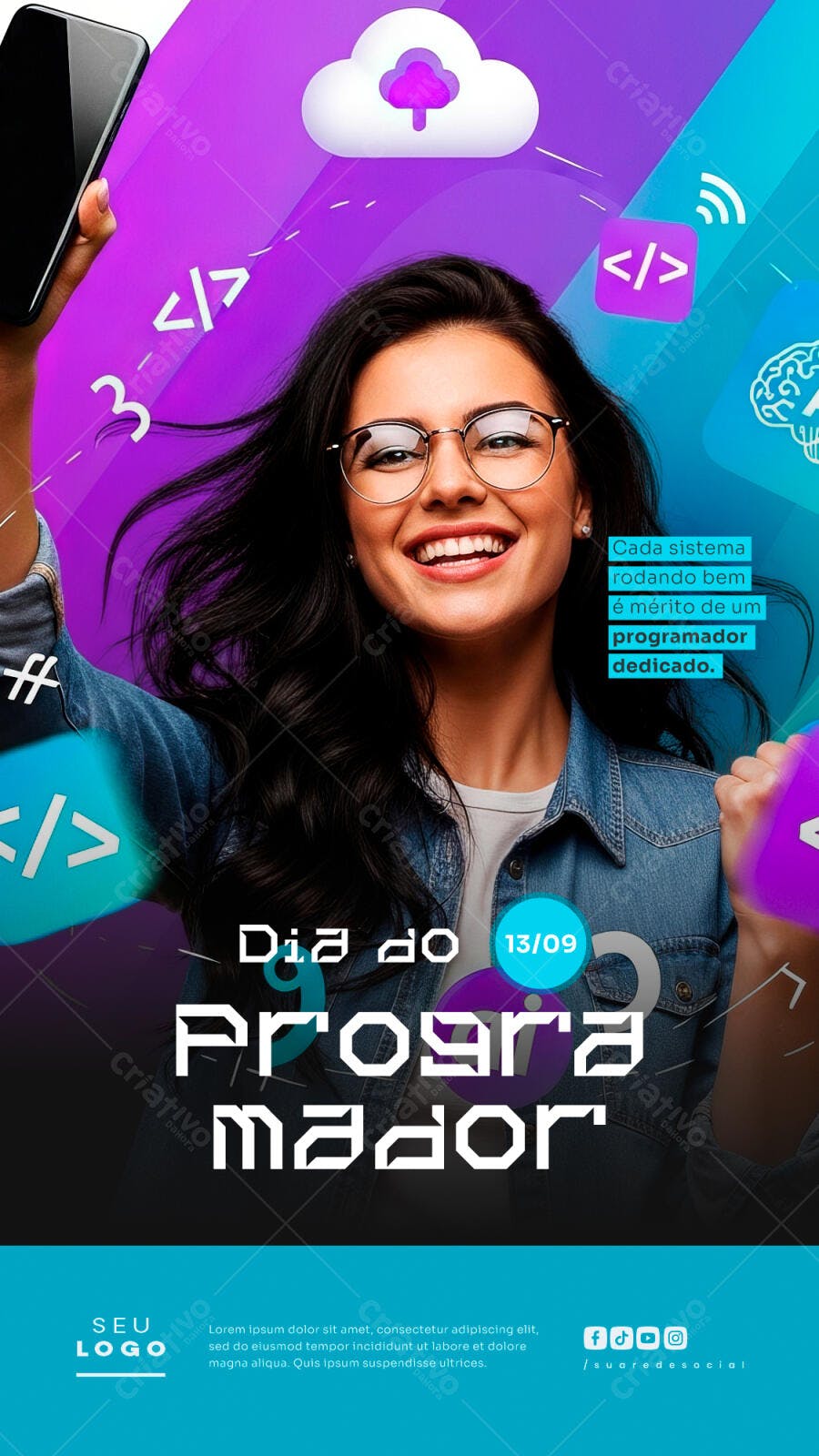 Flyer Dia do Programador PSD Editável
