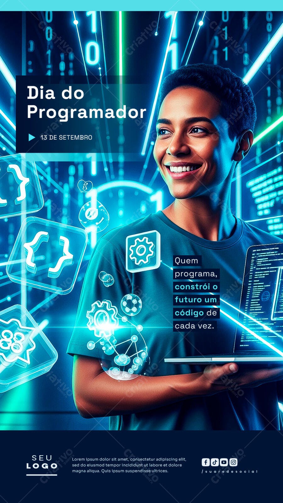 Flyer Dia do Programador PSD Editável