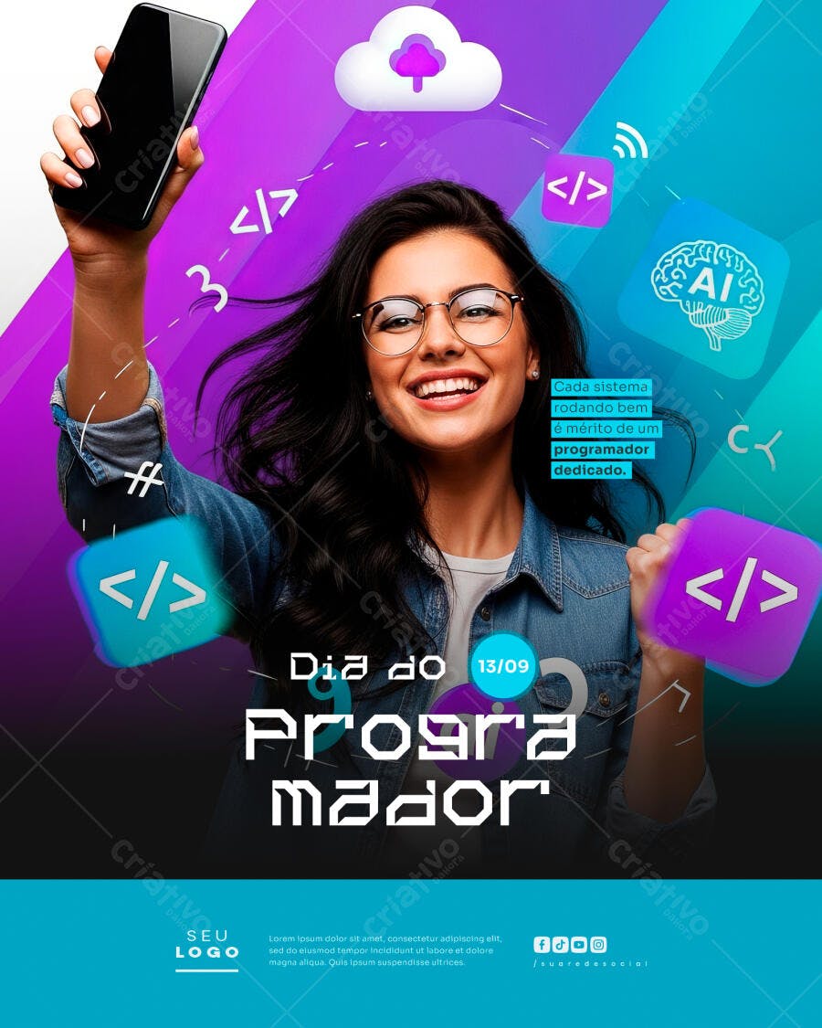 Flyer Dia do Programador PSD Editável