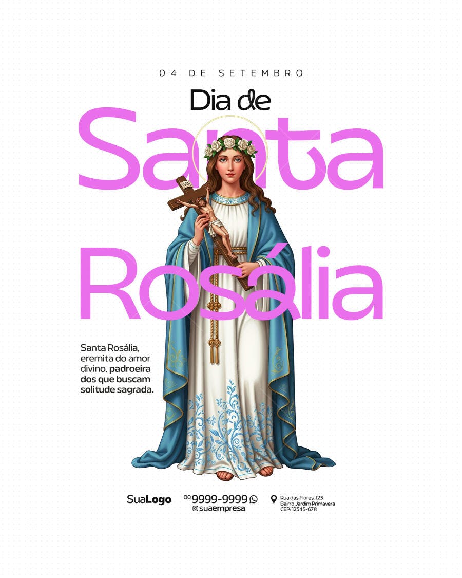 Flyer Dia de Santa Rosália PSD Editável