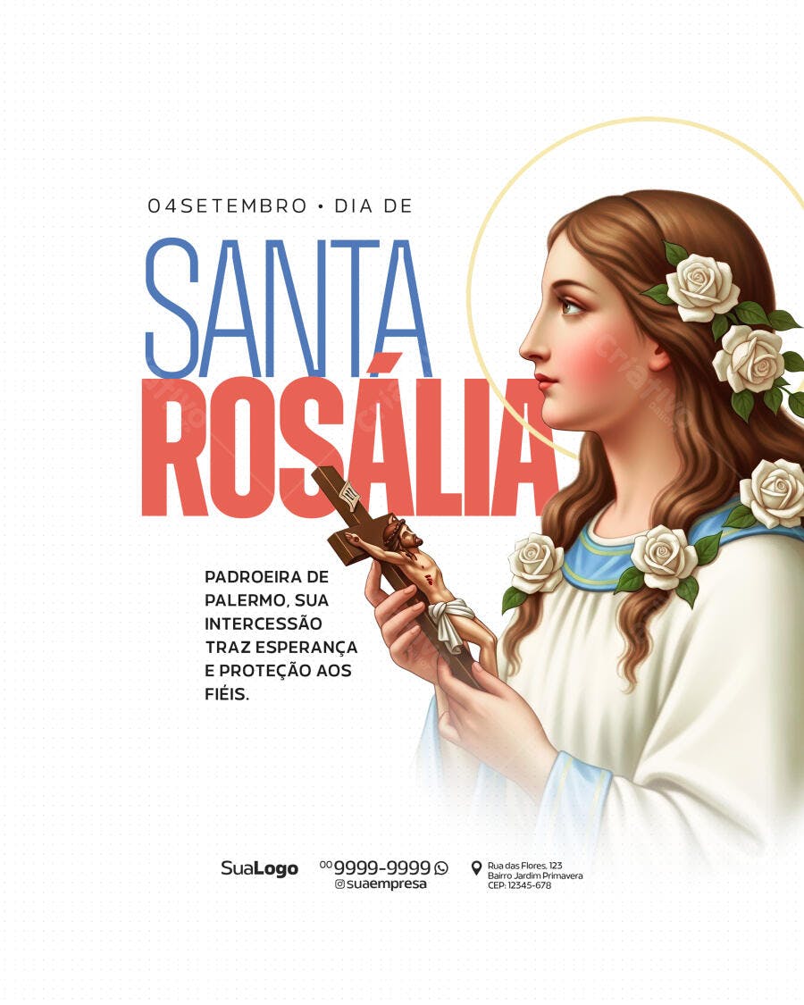 Flyer Dia de Santa Rosália PSD Editável