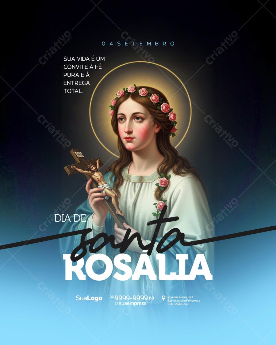 Flyer Dia de Santa Rosália PSD Editável