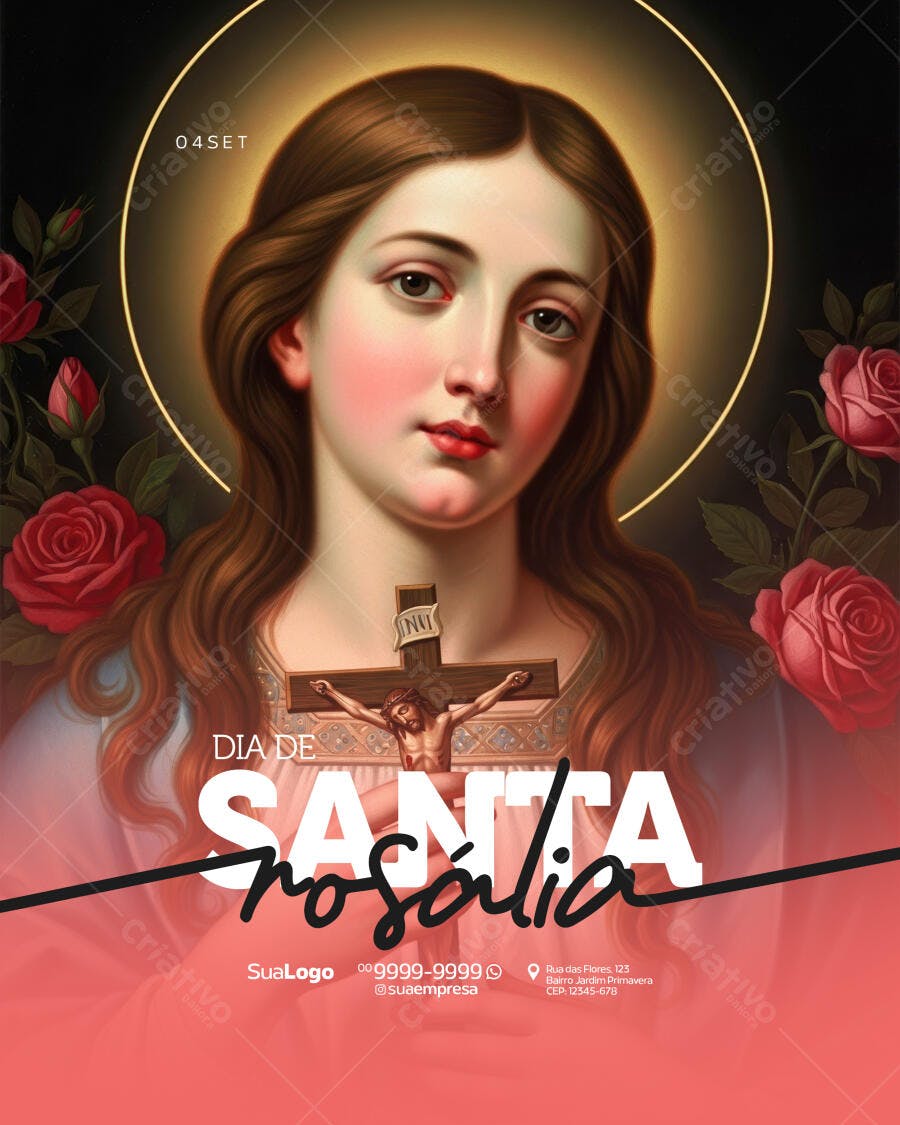 Flyer Dia de Santa Rosália PSD Editável