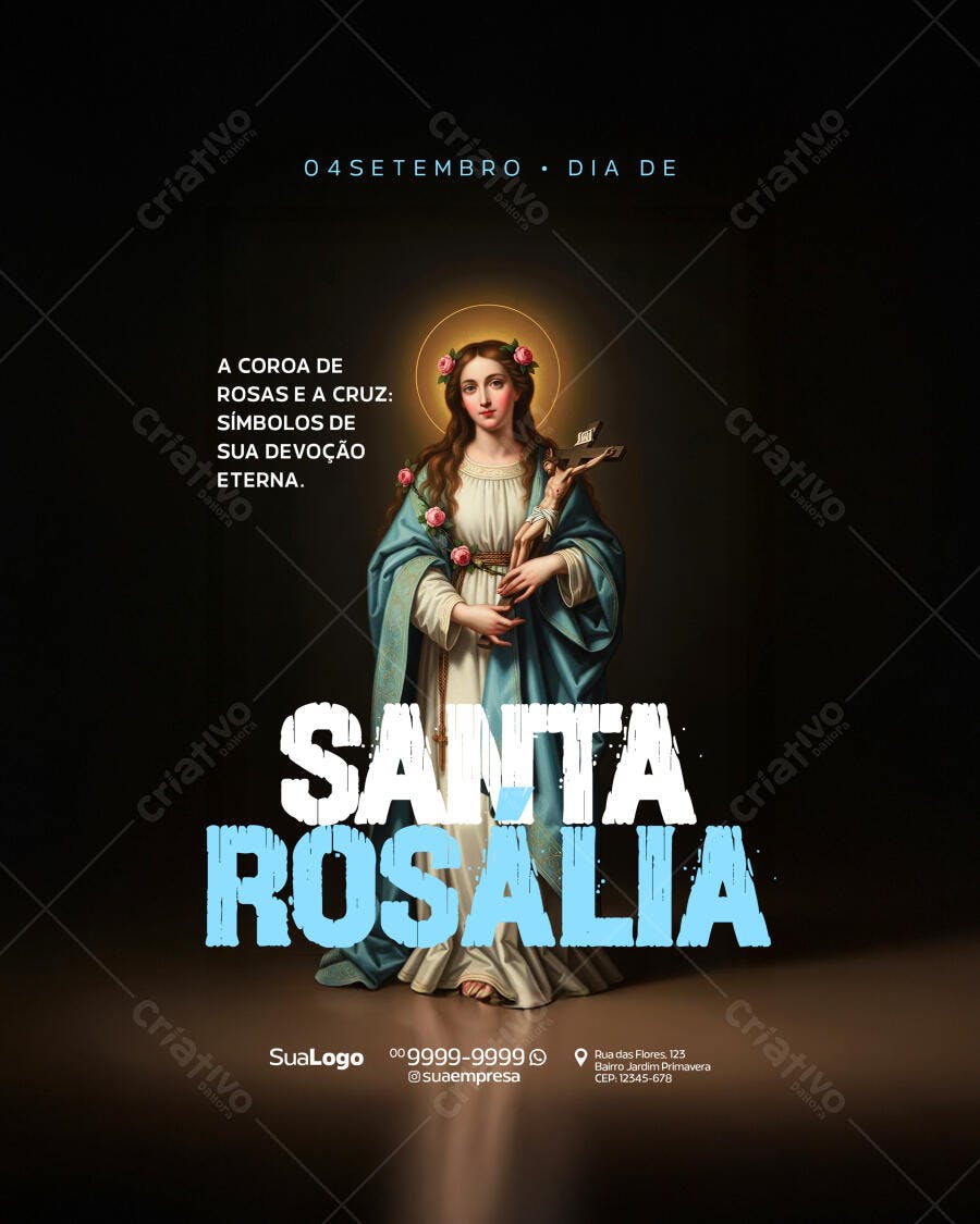 Flyer Dia de Santa Rosália PSD Editável