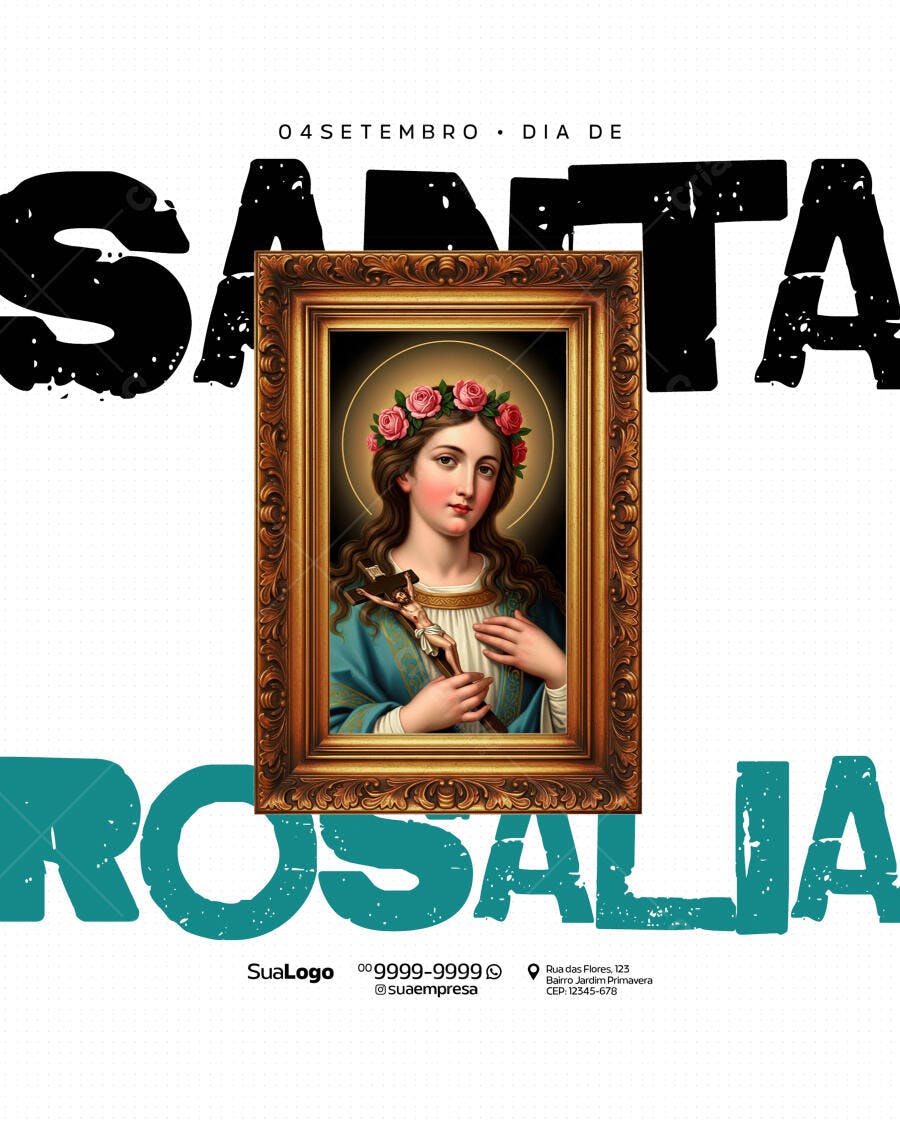 Flyer Dia de Santa Rosália PSD Editável