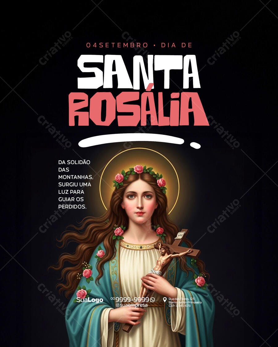 Flyer Dia de Santa Rosália PSD Editável