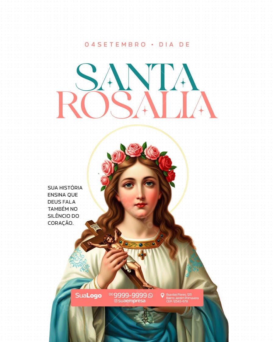Flyer para o Dia de Santa Rosália PSD Editável