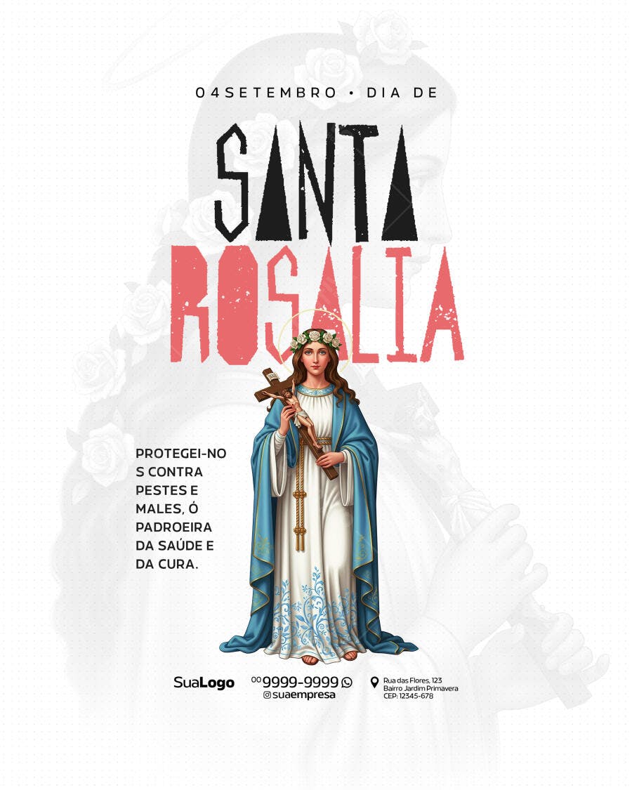 Flyer Dia de Santa Rosália PSD Editável