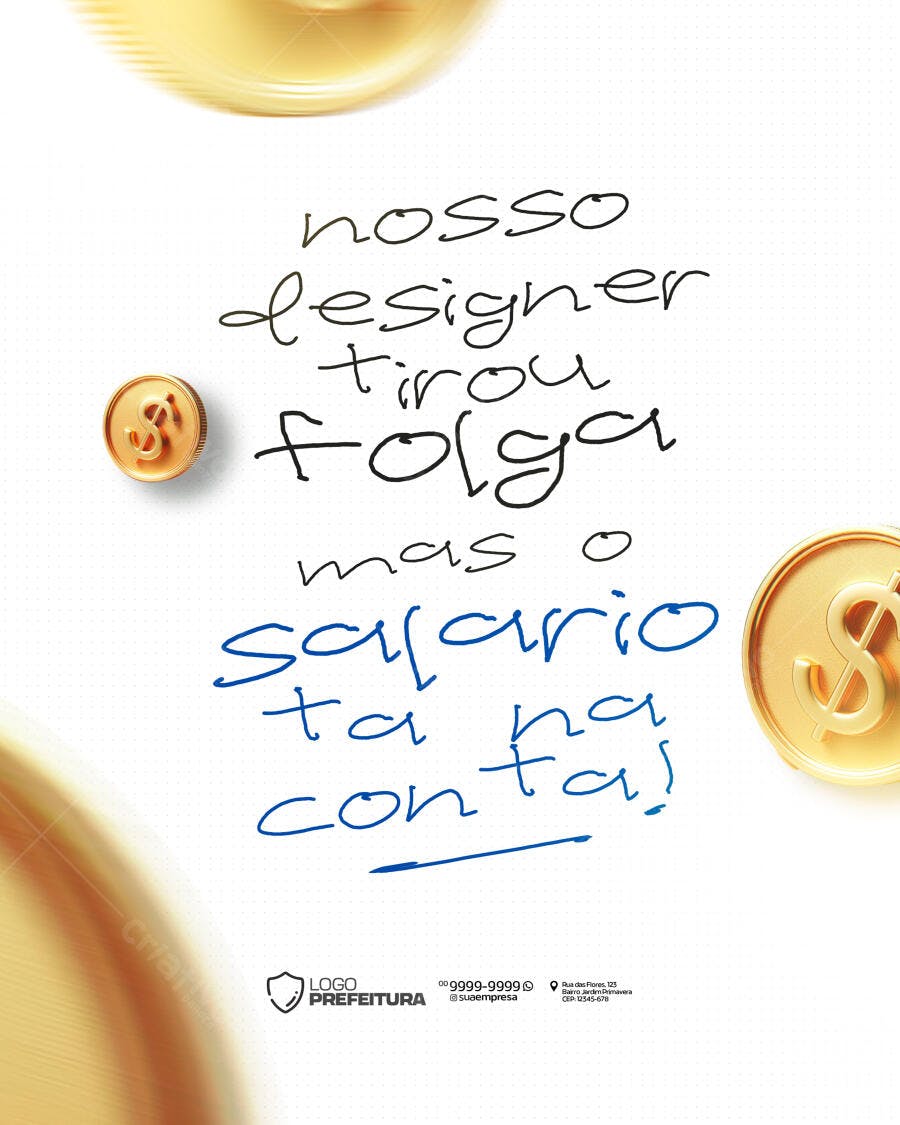 Flyer Humoristico sobre Salário PSD Editável