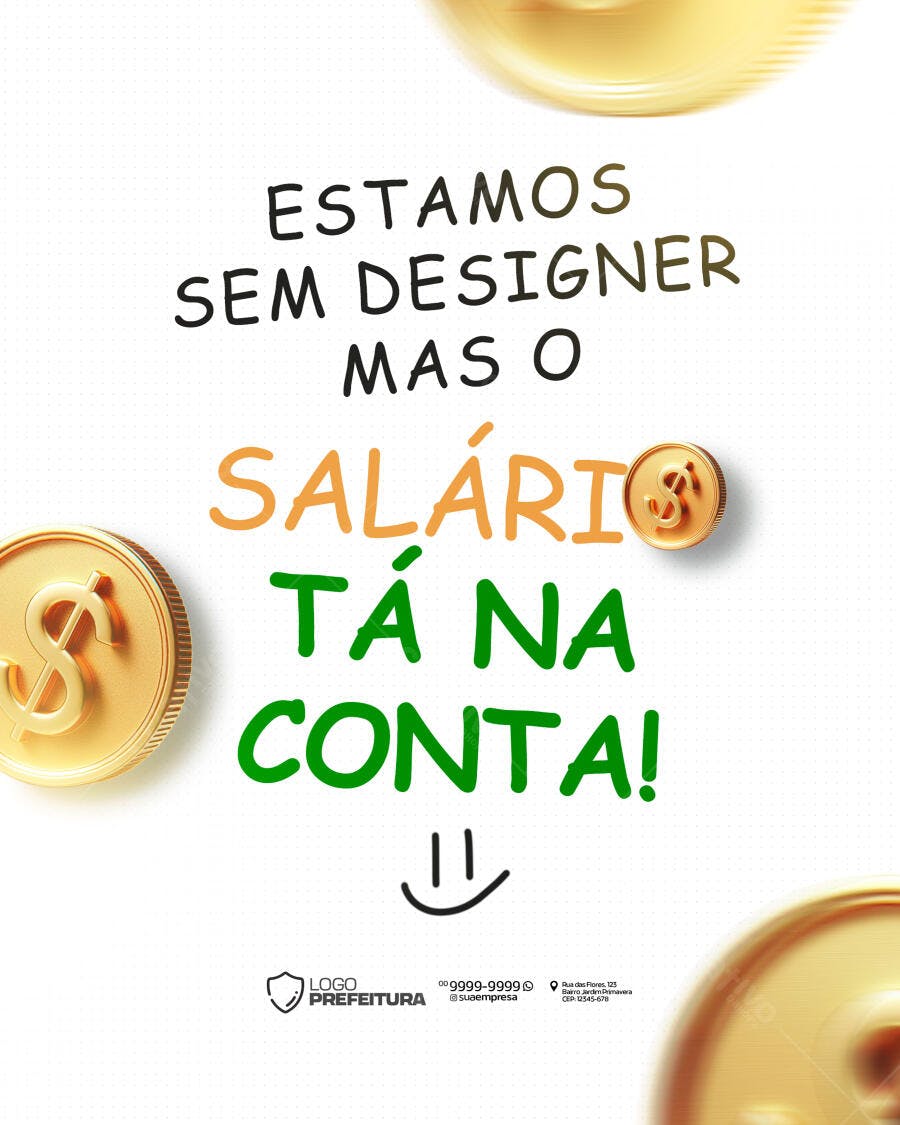 Postagem Redes Sociais Salário na Conta PSD Editável