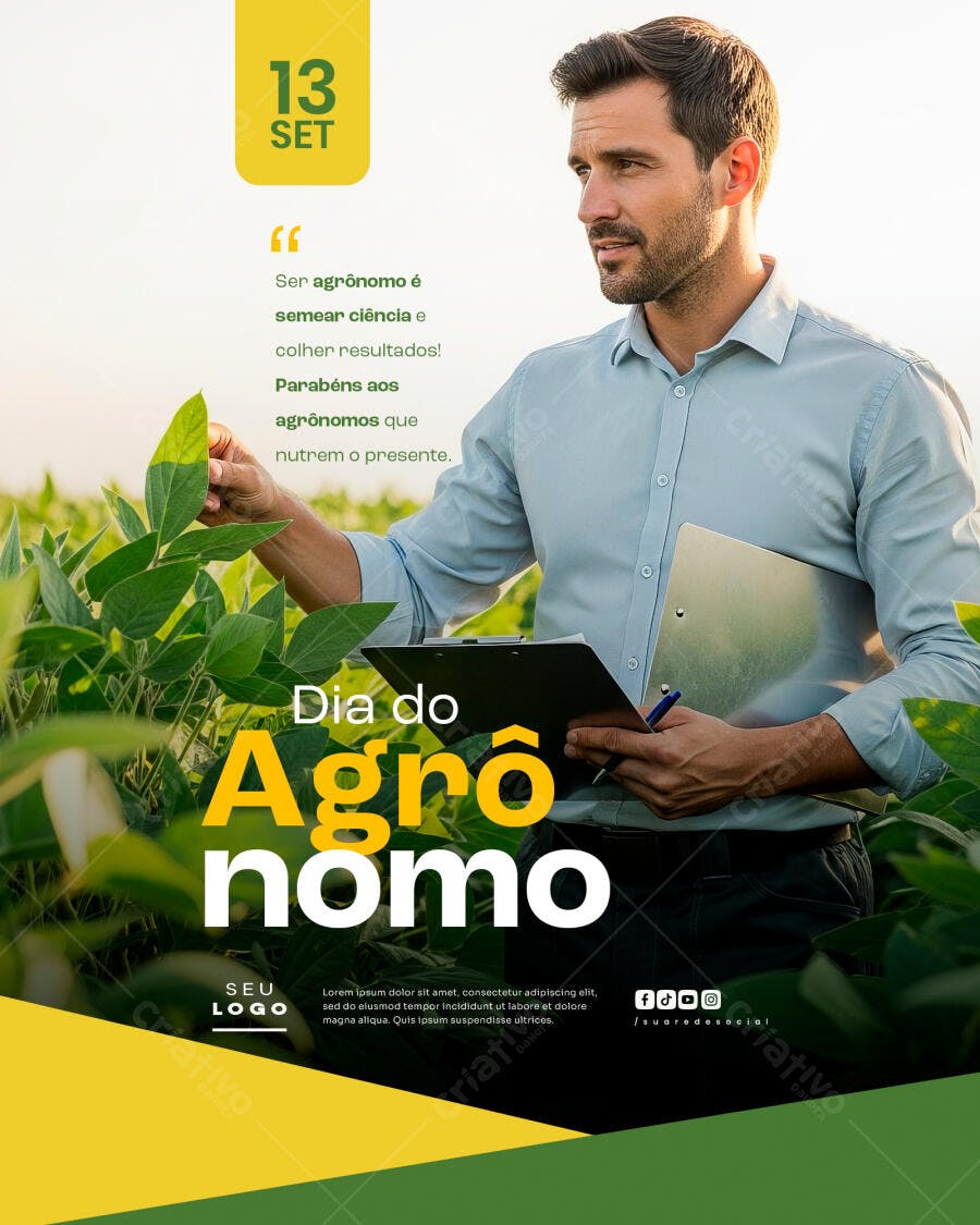 Flyer Dia do Agrônomo PSD Editável