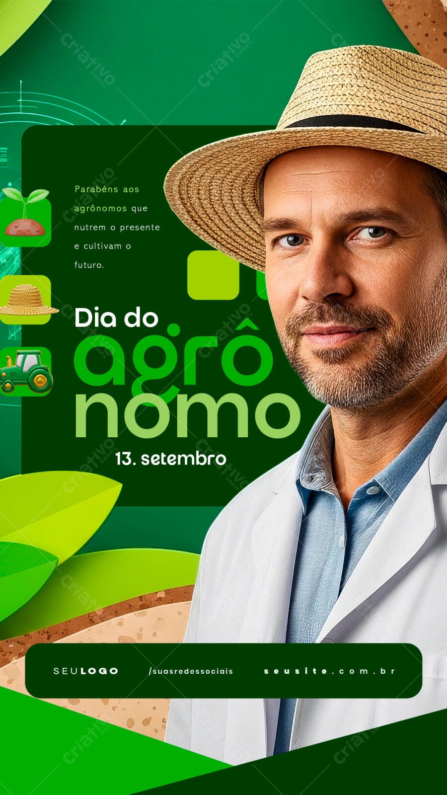 Flyer Dia do Agrônomo PSD Editável