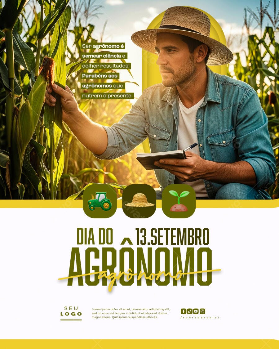 Flyer Dia do Agrônomo PSD Editável