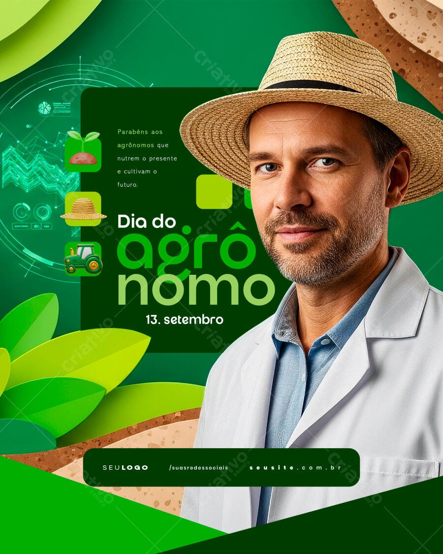 Flyer Dia do Agrônomo PSD Editável