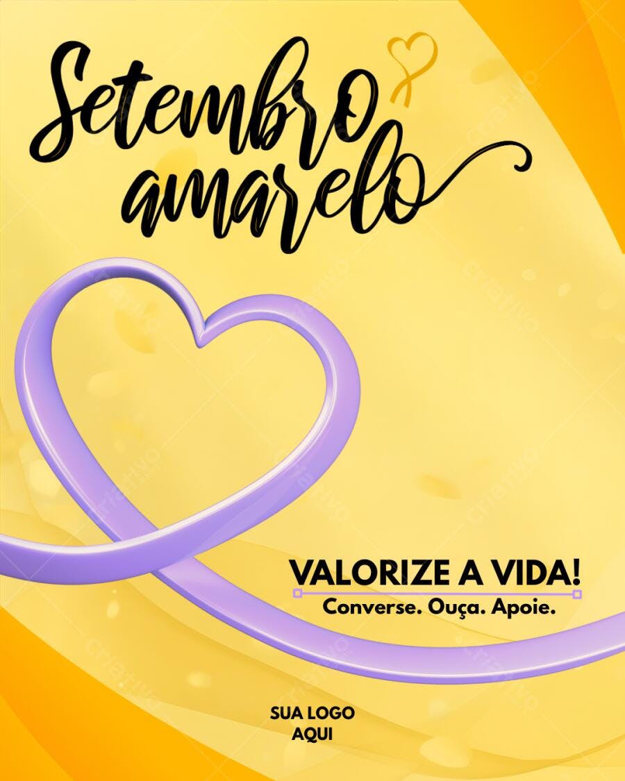 Post Instagram Setembro Amarelo Amarelo e Lilás Editável no Canva