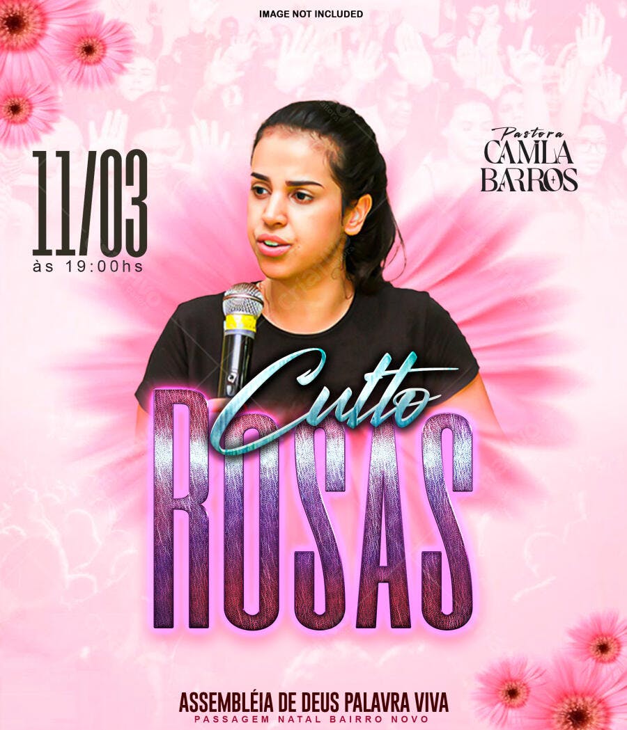 Flyer Culto Rosas PSD Editável