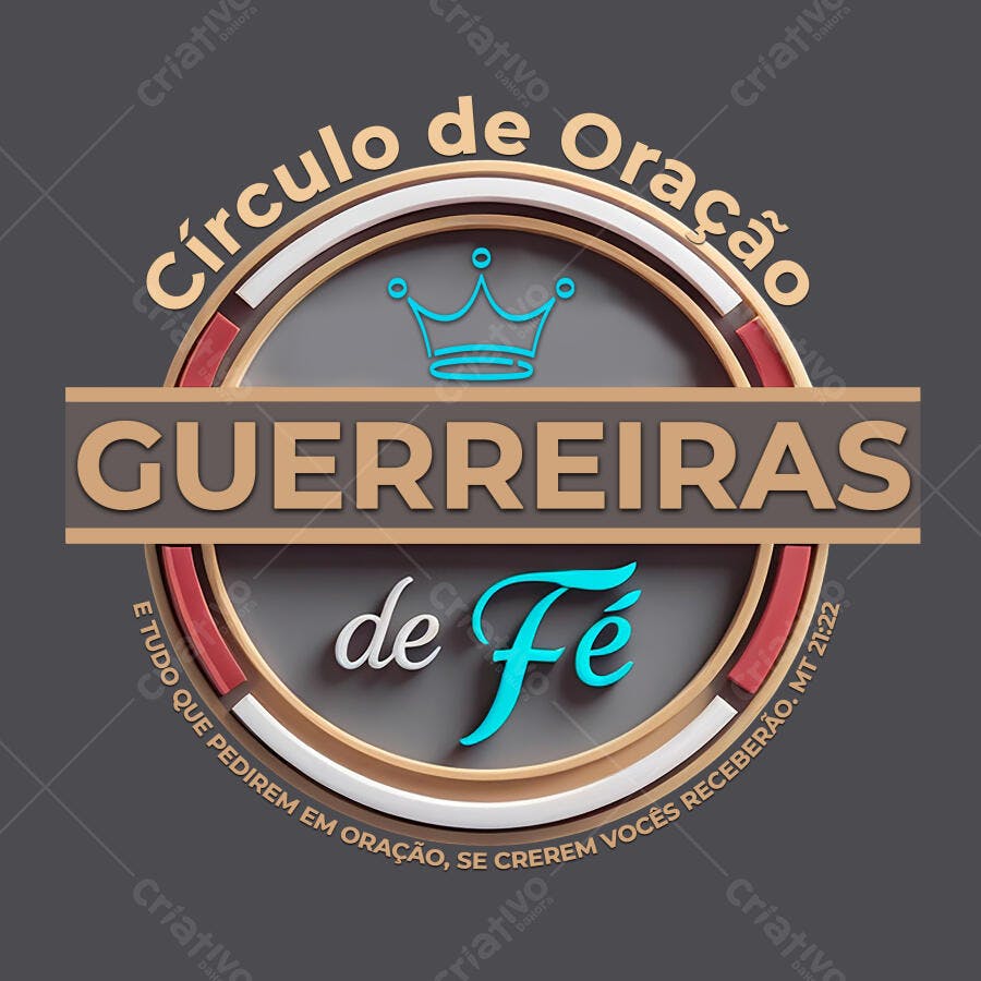 Logo Círculo de Oração Guerreiras de Fé PSD Editável