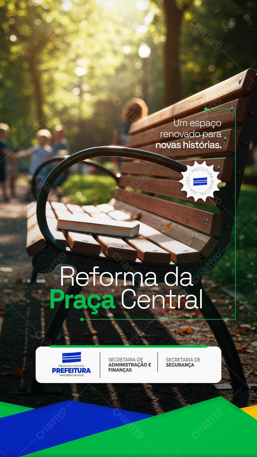 Flyer Reforma de Praça Central PSD Editável