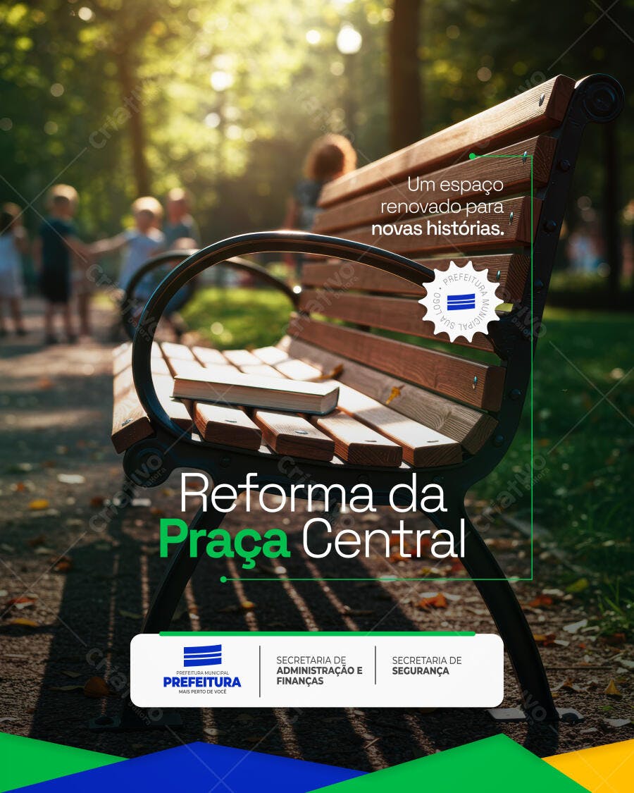 Flyer Reforma de Praça Central PSD Editável