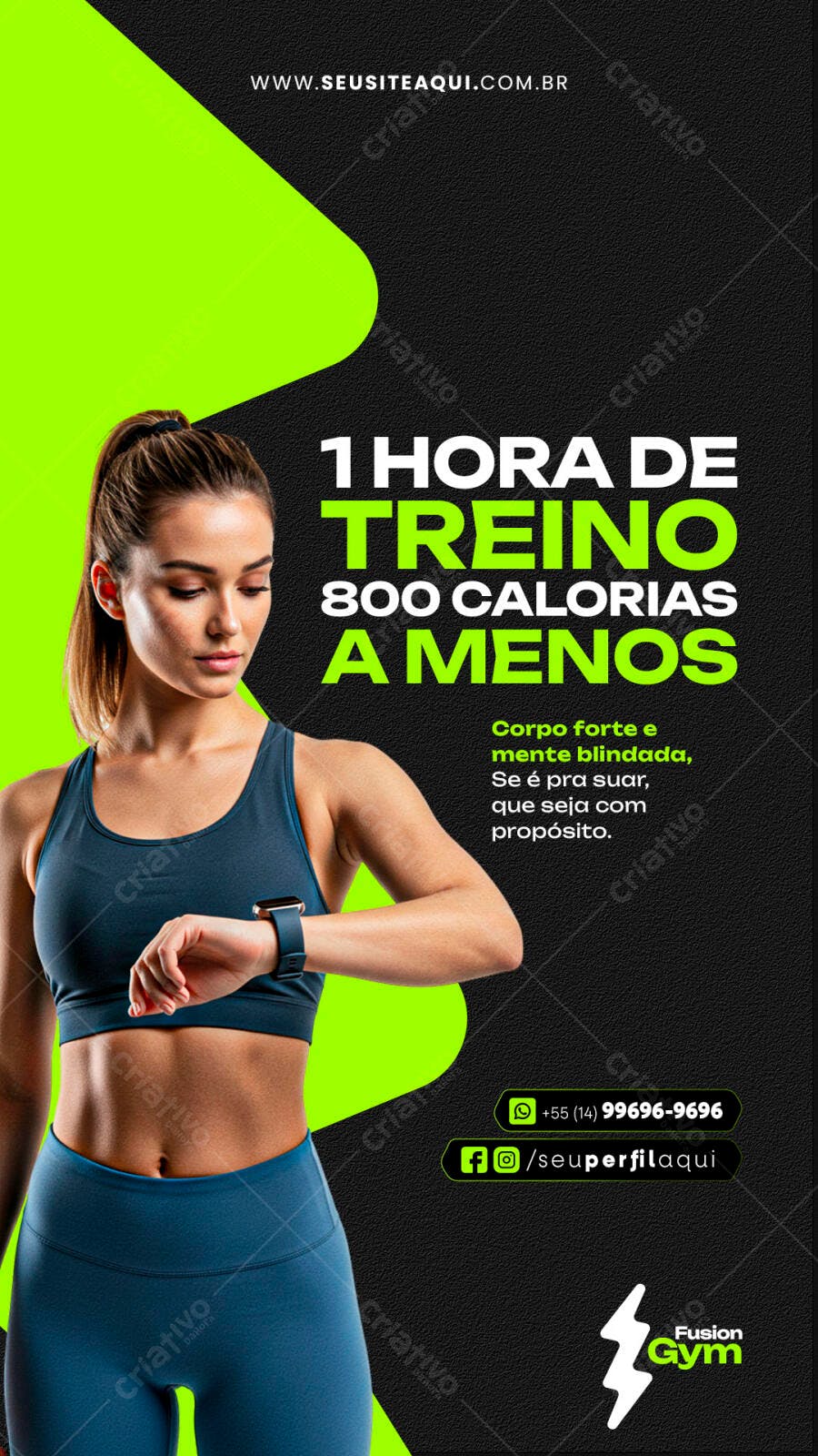 Flyer Academia Treino 800 Calorias PSD Editável