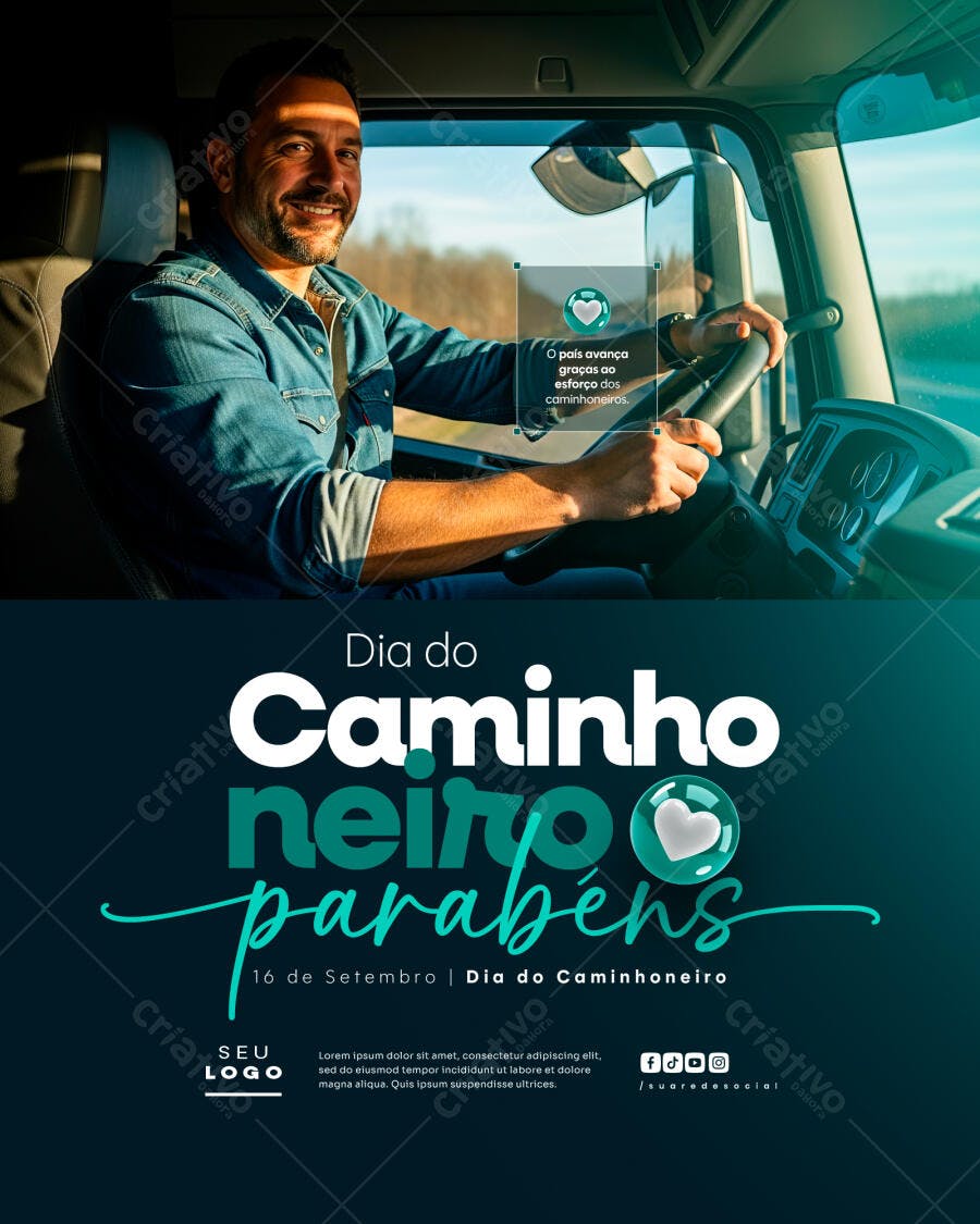 Flyer Dia do Caminhoneiro PSD Editável
