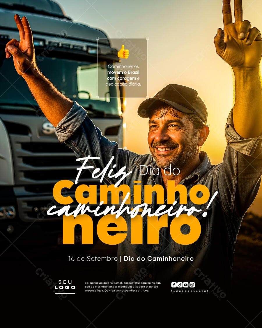 Flyer Dia do Caminhoneiro PSD Editável