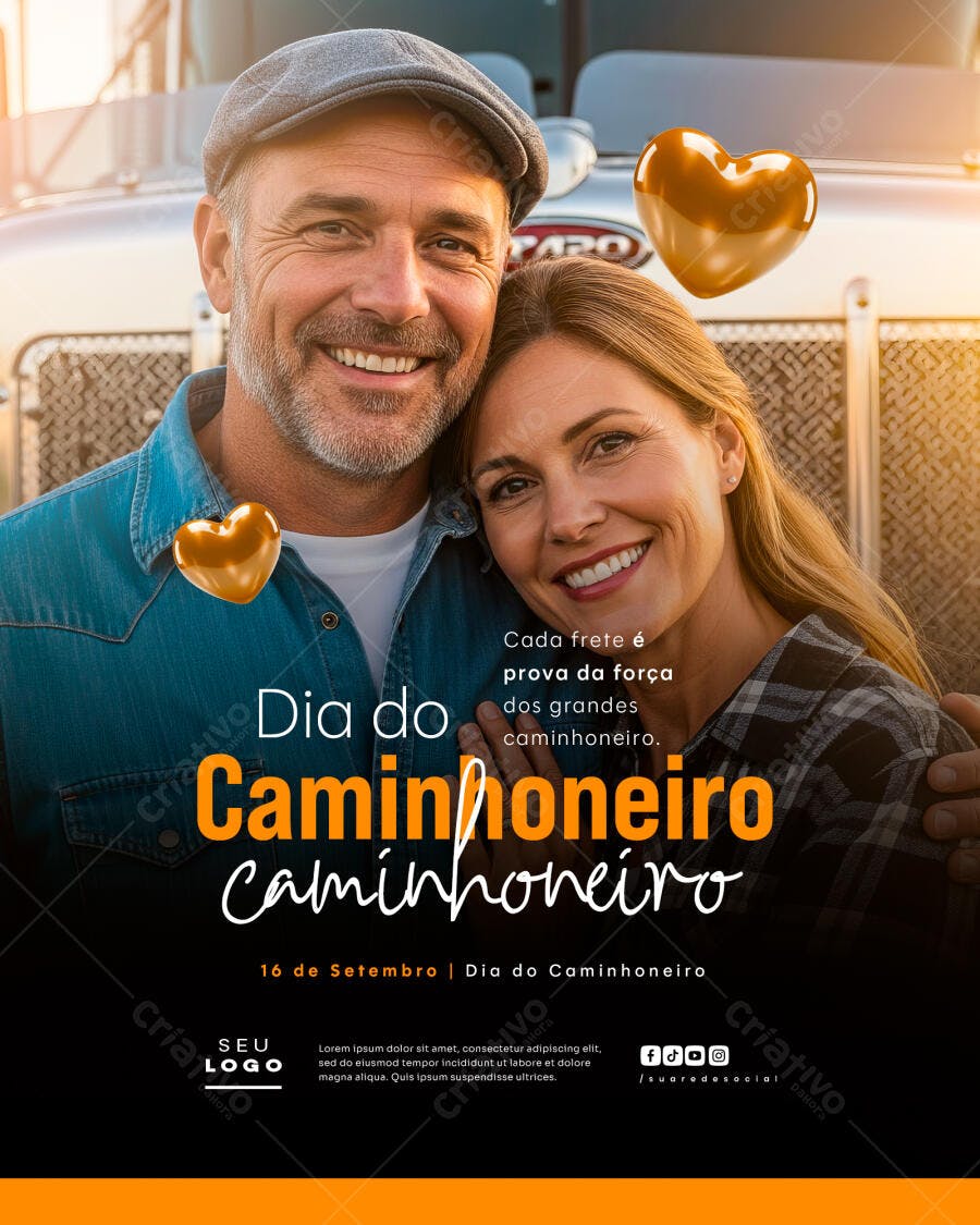 Flyer Dia do Caminhoneiro PSD Editável