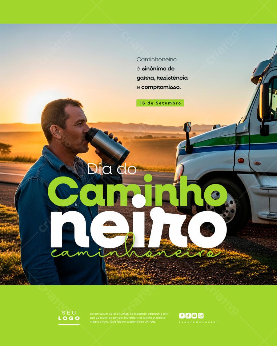 Flyer Dia do Caminhoneiro PSD Editável