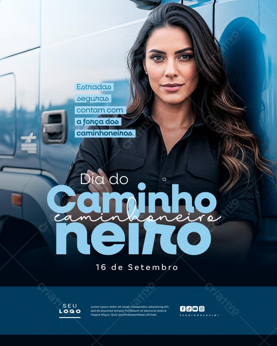 Flyer Dia do Caminhoneiro PSD Editável