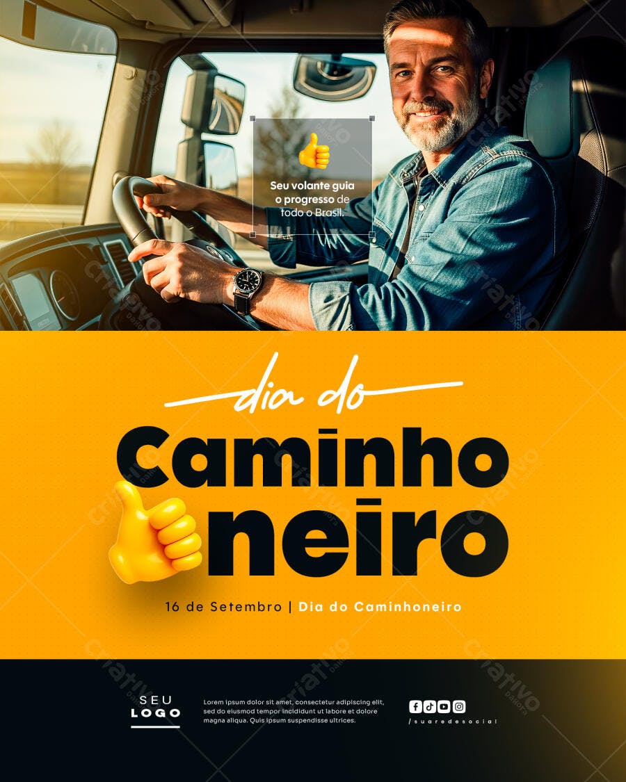 Flyer Dia do Caminhoneiro PSD Editável