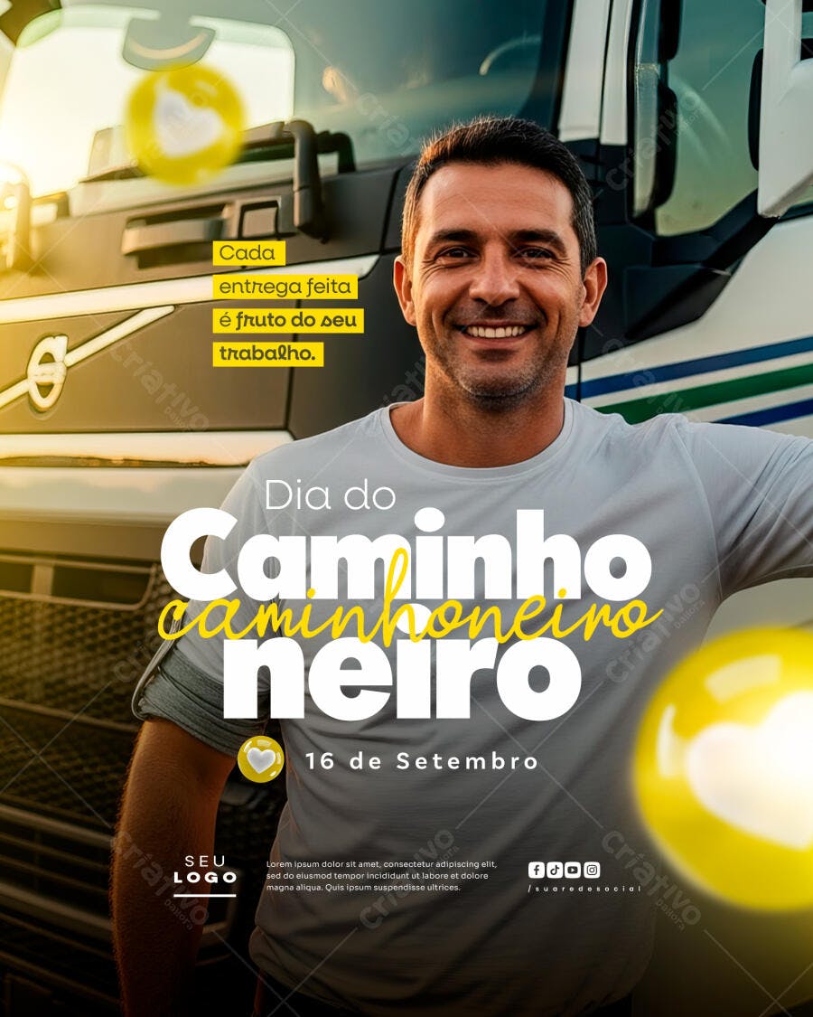 Flyer Dia do Caminhoneiro PSD Editável