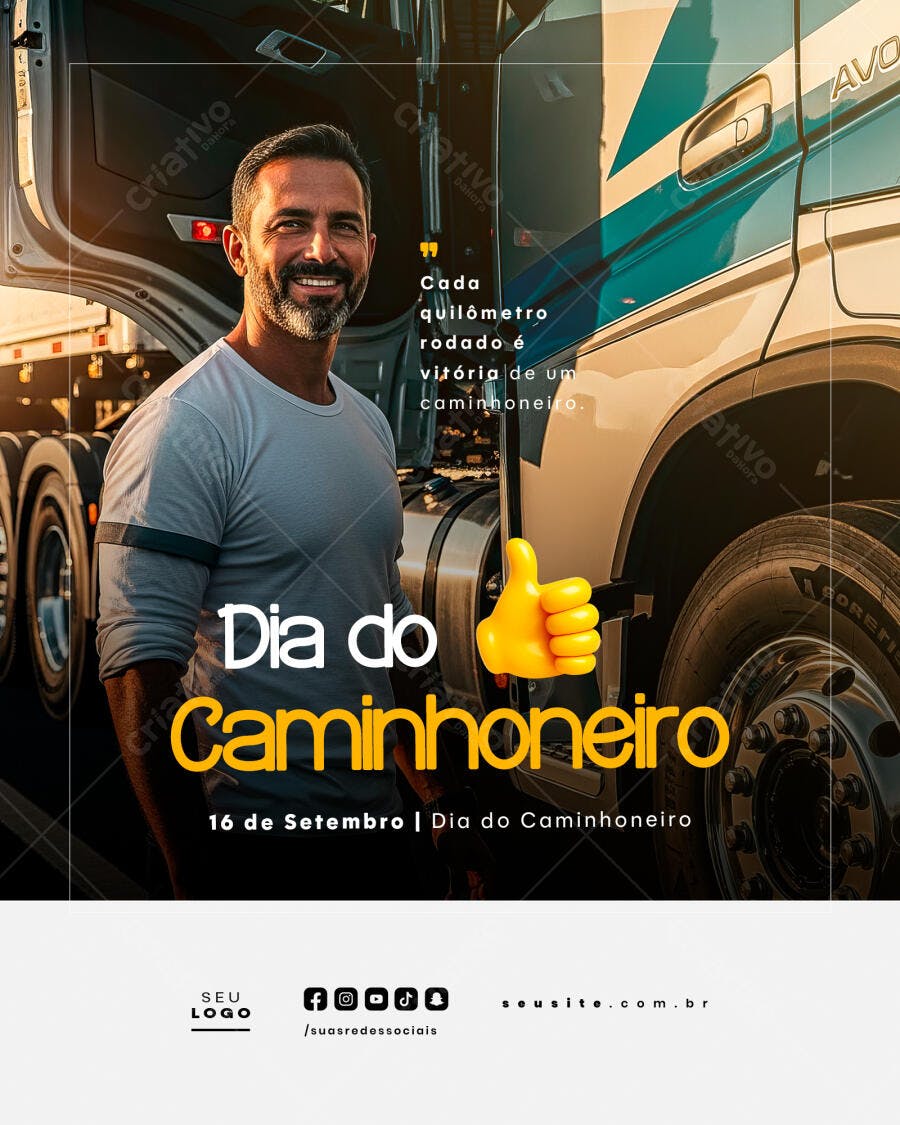 Postagem Dia do Caminhoneiro PSD Editável