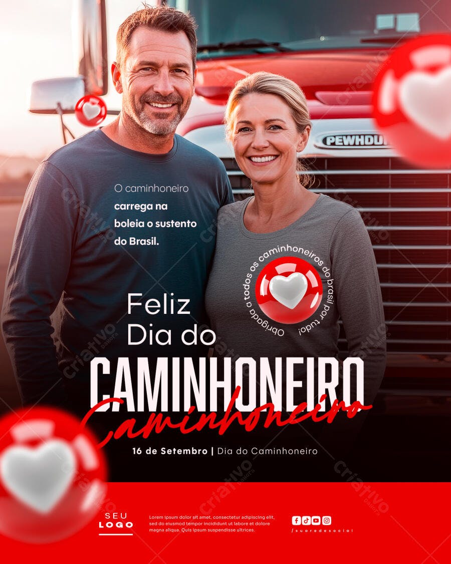 Flyer Dia do Caminhoneiro PSD Editável